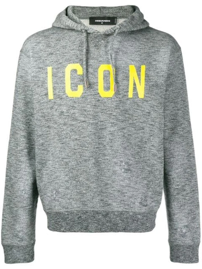 Shop Dsquared2 Icon Print Hoodie In Grey