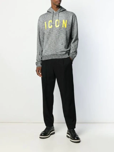 Shop Dsquared2 Icon Print Hoodie In Grey