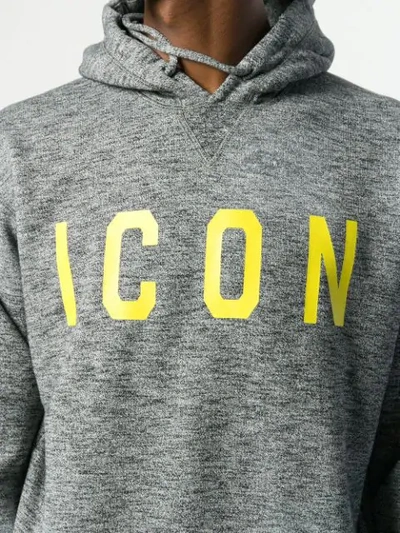 Shop Dsquared2 Icon Print Hoodie In Grey