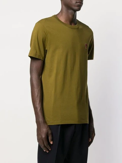 Shop Ami Alexandre Mattiussi Crewneck Tee With Red Ami De Cour Patch In Green