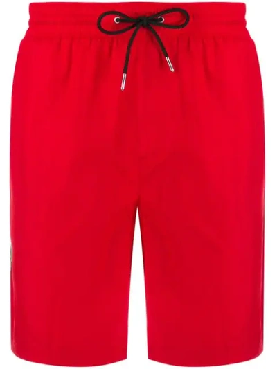 Shop Burberry Icon Stripe Swim Shorts In Red