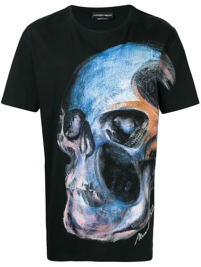 Shop Alexander Mcqueen Painted Skull T-shirt In Black