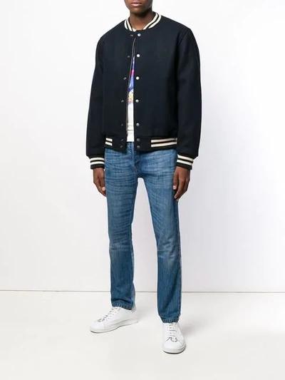 Schott Logo Patch Bomber In Blue