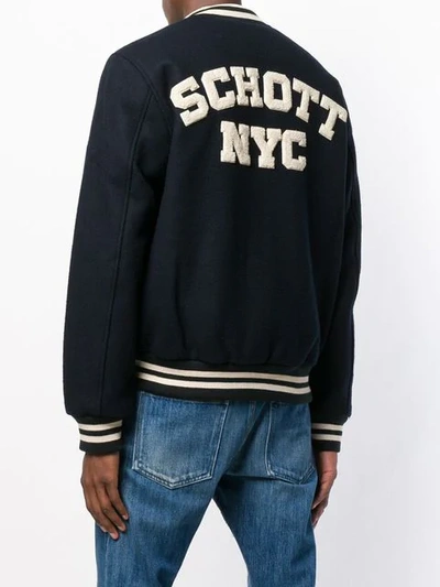 Schott Logo Patch Bomber In Blue