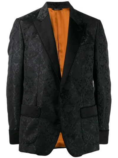 Shop Dolce & Gabbana Floral Jacquard Tuxedo Blazer - Black