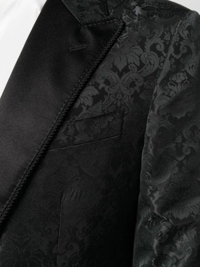 Shop Dolce & Gabbana Floral Jacquard Tuxedo Blazer - Black
