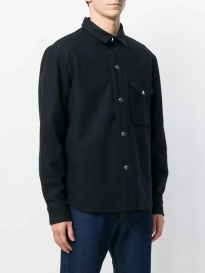 Shop Ami Alexandre Mattiussi Snap-buttoned Overshirt In Blue