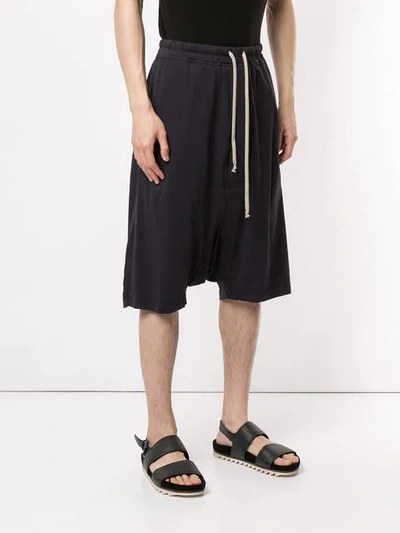 Shop Rick Owens Drkshdw Dropped Crotch Track Shorts In Blue