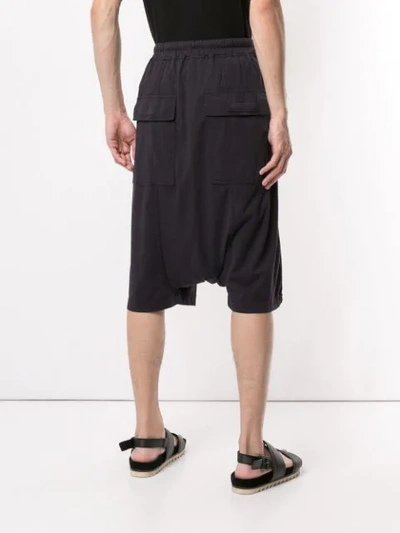 Shop Rick Owens Drkshdw Dropped Crotch Track Shorts In Blue