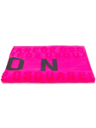 Shop Dsquared2 Icon Print Beach Towel In Pink
