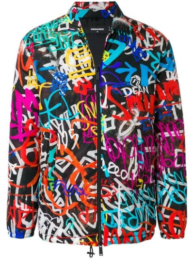 Shop Dsquared2 Graffiti Lightweight Jacket - Multicolour