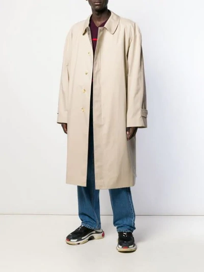 Pre-owned Burberry 1990's Single-breasted Overcoat In Neutrals