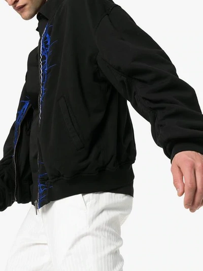 Shop Haider Ackermann Thorn Embroidered Cotton Bomber Jacket In Black
