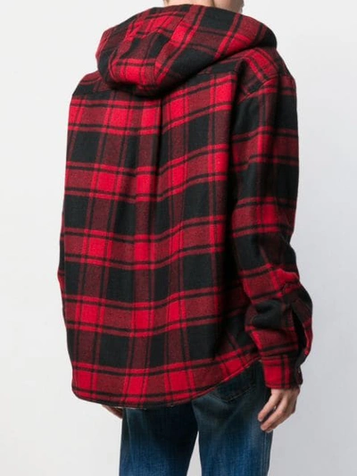 Shop Dsquared2 Checked Hooded Shirt Jacket In Red