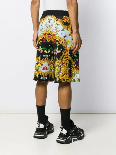 Shop Versace Jeans Couture Loose-fit Printed Shorts In Black