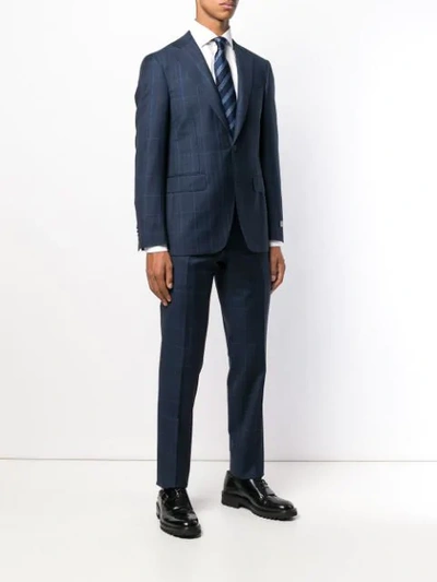Shop Canali Checked Two-piece Suit In Blue