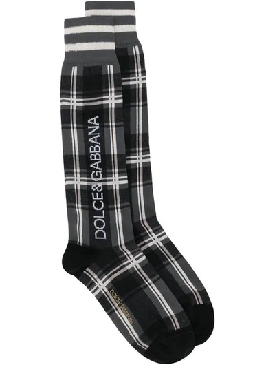 Shop Dolce & Gabbana Check Socks - Green