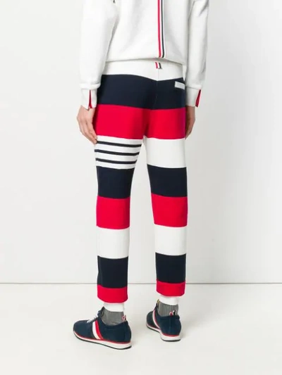 Shop Thom Browne Engineered Rugby Stripe Classic Loopback Jersey Sweatpants - Multicolour