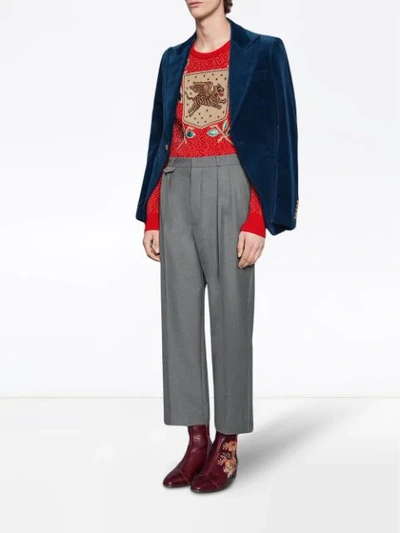 Shop Gucci Tailored Wool Trousers In Grey