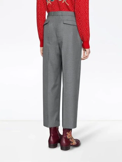 Shop Gucci Tailored Wool Trousers In Grey