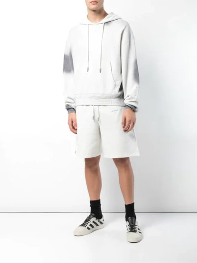 Shop Off-white Logo Printed Dyed Hoodie In Grey