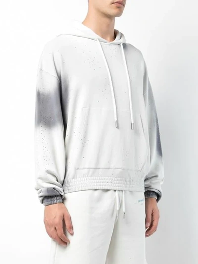 Shop Off-white Logo Printed Dyed Hoodie In Grey