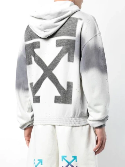 Shop Off-white Logo Printed Dyed Hoodie In Grey