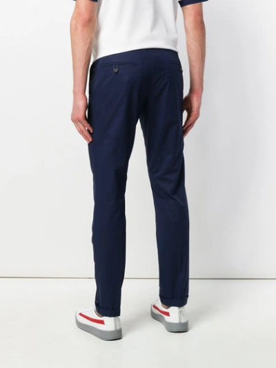 Shop Prada Turn Up Trousers In Blue