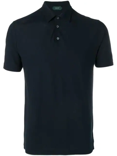 Shop Zanone Plain Polo Shirt In Blue