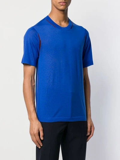 Shop Joseph Short-sleeve Fitted Sweater In Blue