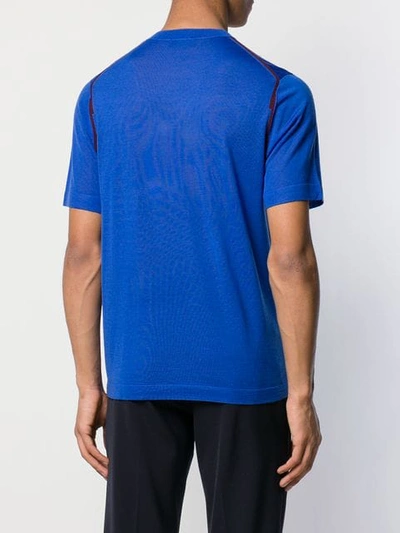 Shop Joseph Short-sleeve Fitted Sweater In Blue