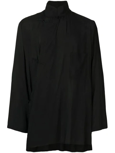 Shop Yohji Yamamoto Wrap Button Shirt In Black