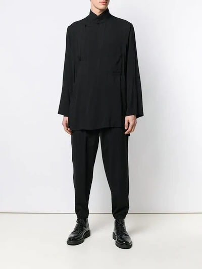 Shop Yohji Yamamoto Wrap Button Shirt In Black