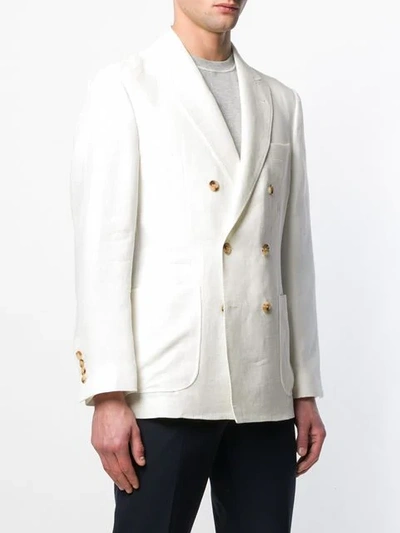 BRUNELLO CUCINELLI 双排扣西装夹克 - 白色