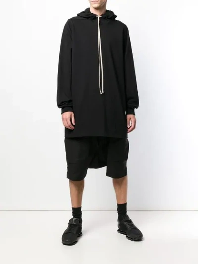 RICK OWENS DROP-CROTCH CROPPED TROUSERS - 黑色