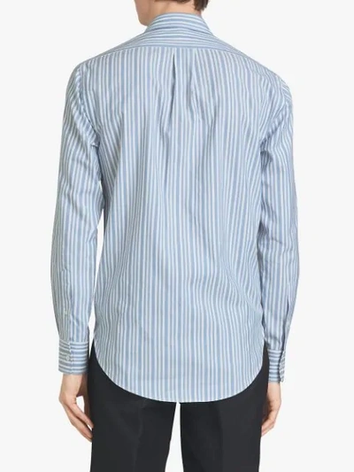 Shop Burberry Striped Shirt In Blue