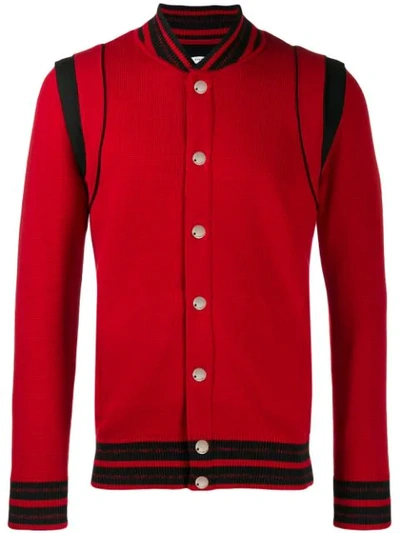 Shop Givenchy Knitted Bomber Jacket In Red