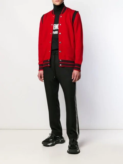 Shop Givenchy Knitted Bomber Jacket In Red