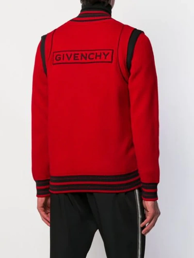 Shop Givenchy Knitted Bomber Jacket In Red