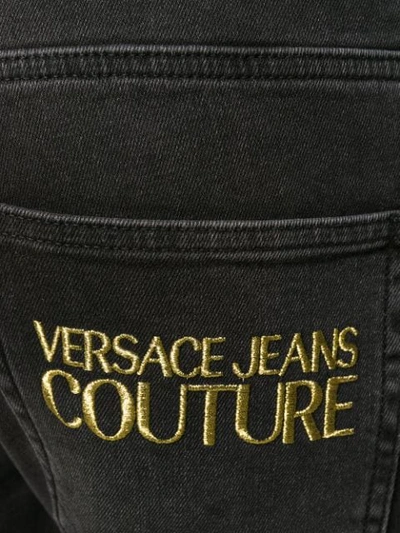 Shop Versace Jeans Couture Embroidered Logo Skinny Jeans In Black