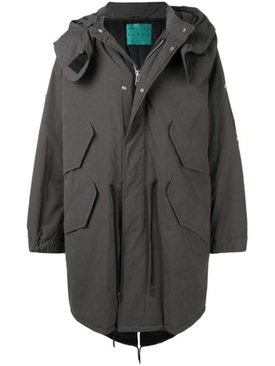 Shop Paura Oversized Hooded Coat In Grey