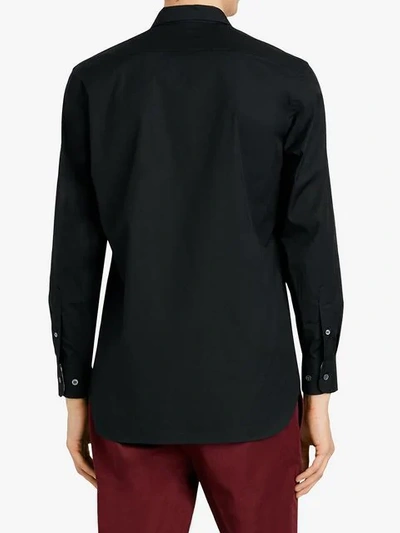 Shop Burberry Stretch Cotton Poplin Shirt In Black