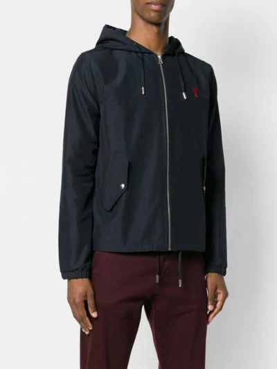 Shop Ami Alexandre Mattiussi Hooded Windbreaker Jacket In Blue