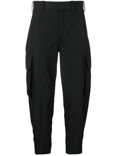 Shop Neil Barrett Tapered Cargo Trousers In Black