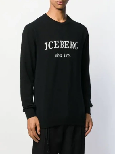 Shop Iceberg Logo Print Jumper In Black