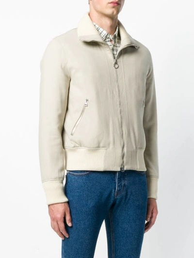 Shop Ami Alexandre Mattiussi Funnel Neck Zipped Jacket In Neutrals