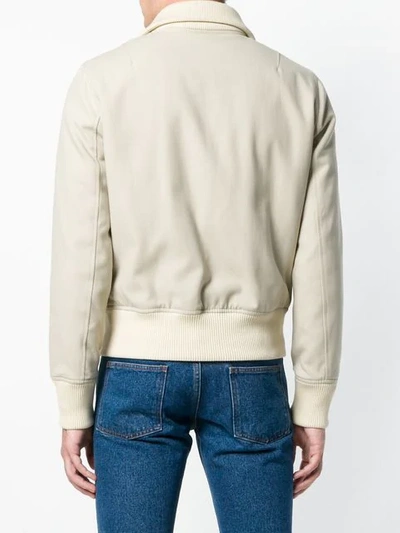 Shop Ami Alexandre Mattiussi Funnel Neck Zipped Jacket In Neutrals