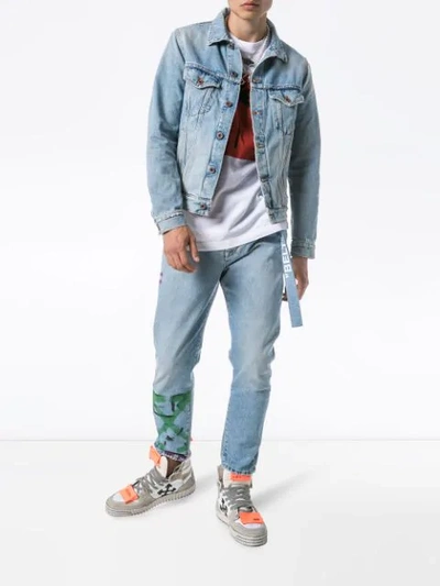 Shop Off-white Spray Paint Logo Jeans In Blue