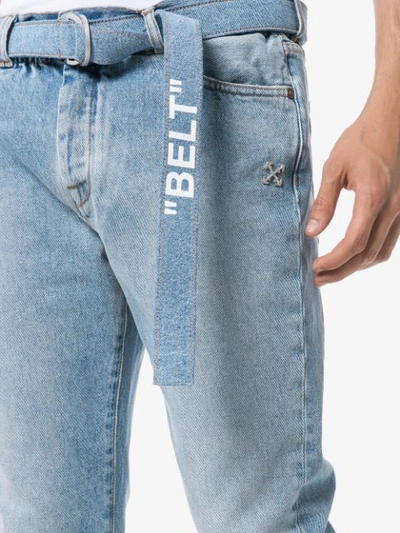 Shop Off-white Spray Paint Logo Jeans In Blue