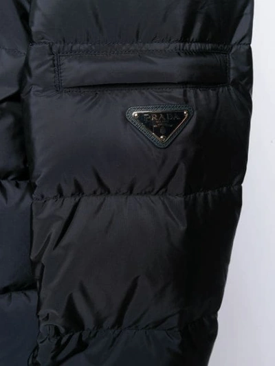 Shop Prada Zipper Feather Down Puffer Jacket - Blue